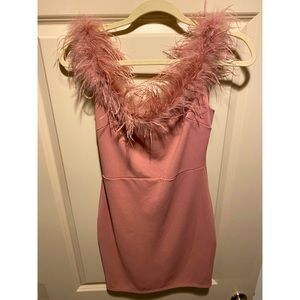 Pink ostrich feather dress